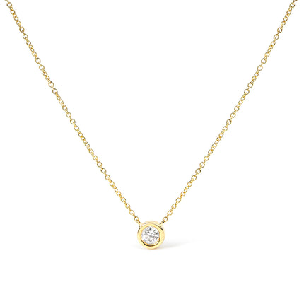 2 Micron 14K Rose Gold Plated Sterling Silver Bezel-Set Diamond Solitaire Pendant Necklace (1/3 cttw, H-I Color, I1-I2 Clarity)