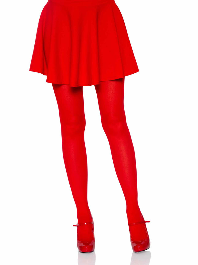 Nylon Tights - Red - O/S