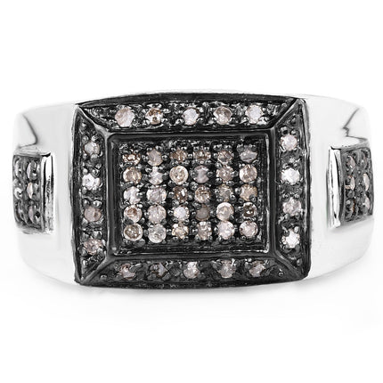 0.52 Carat Genuine Champagne Diamond .925 Sterling Silver Ring