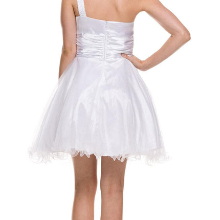 Juliet 733 One Shoulder Short Dress Sparkly Sequins Glitter Tulle Skirt
