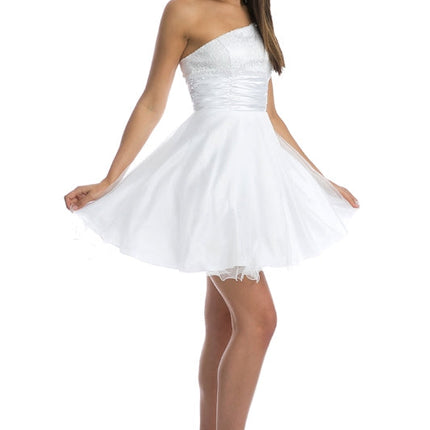Juliet 733 One Shoulder Short Dress Sparkly Sequins Glitter Tulle Skirt