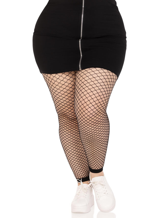 Industrial Net Footless Tights - Black - 1X-2X