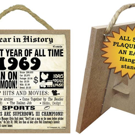 1969 A Year in History Plaques 5" x 5" wood plaque/sign