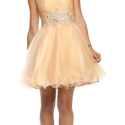 CLEARANCE - Juliet 742 Cap Sleeve Baby Doll Dress Short A-Line Poofy Tulle (Size 2XL)
