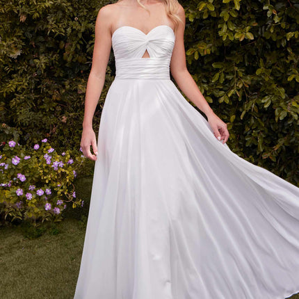 Ladivine 7435W Strapless Chiffon A-Line Off-White Dress