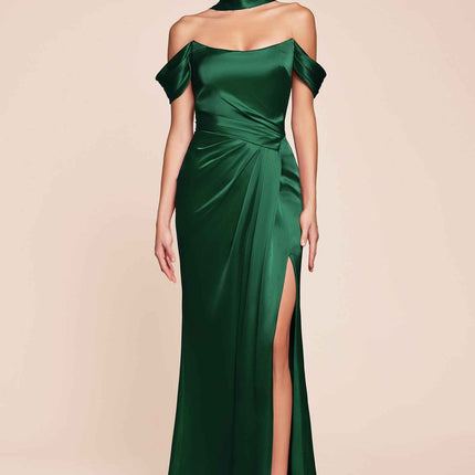 Ladivine 7452 Dress Off the Shoulder Lace Up Corset Satin Gown