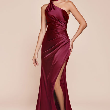Ladivine 7454 Dress One Shoulder Luxe Satin Fitted Gown