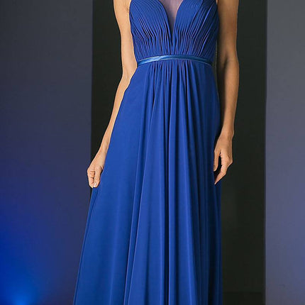 Cinderella Divine 7458 Illusion Sweetheart Long Chiffon Dress