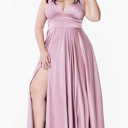 Ladivine 7469 Long Formal Evening Satin Dress with Slit