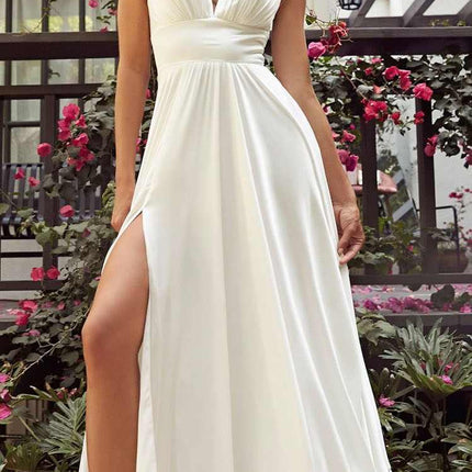 Cinderella Divine 7469W Long Formal A-Line Satin Dress