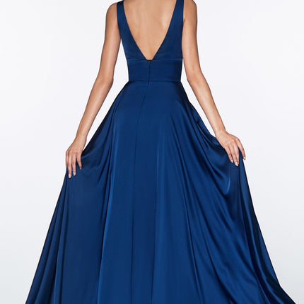 Ladivine 7469 Long Formal Evening Satin Dress with Slit