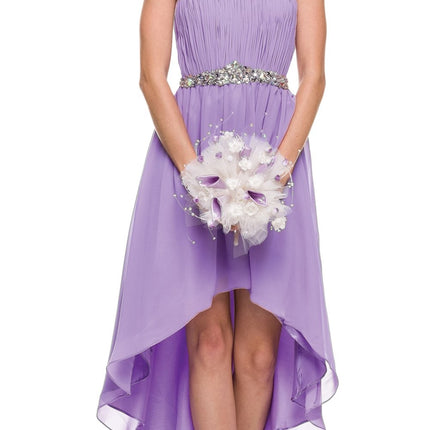 Juliet 747 Asymmetrical Strapless Ruched Bodice Dress
