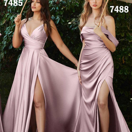 Cinderella Divine 7485C Sweetheart Neckline Soft Satin A-Line Formal Dress