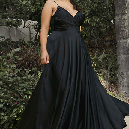 Cinderella Divine 7485C Sweetheart Neckline Soft Satin A-Line Formal Dress