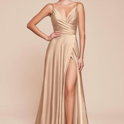 Cinderella Divine 7485C Sweetheart Neckline Soft Satin A-Line Formal Dress