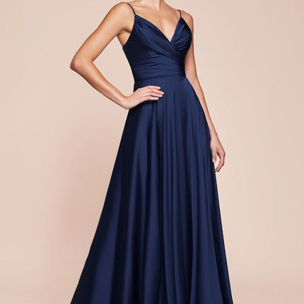 Cinderella Divine 7485C Sweetheart Neckline Soft Satin A-Line Formal Dress