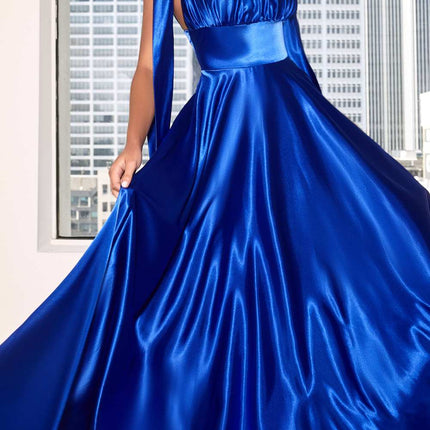 Cinderella Divine 7490 Long Soft Satin A-Line Dress