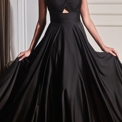 Ladivine 7496 Floor Length A-Line Luxurious Satin Strapless Keyhole Dress