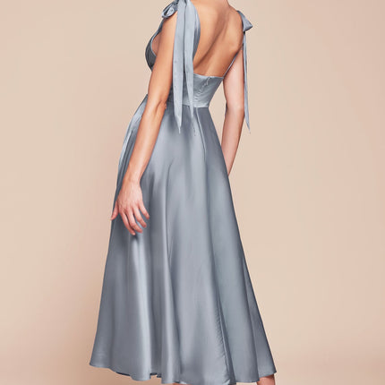 Ladivine 7499 Dress Tea Length Satin A-Line Dress