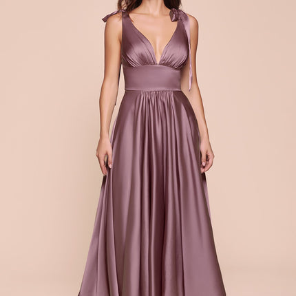 Ladivine 7499 Dress Tea Length Satin A-Line Dress