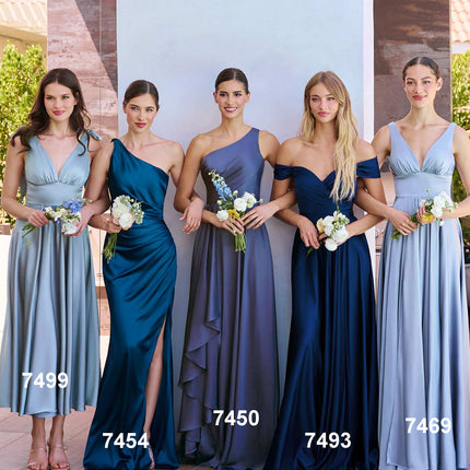 Ladivine 7499 Dress Tea Length Satin A-Line Dress