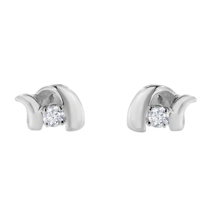 .925 Sterling Silver Round Cut Diamond Fashion Stud Earrings (0.10 cttw, I-J Color, I2-I3 Clarity)