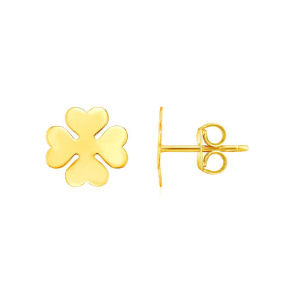 14K Yellow Gold Four Leaf Clover Earrings