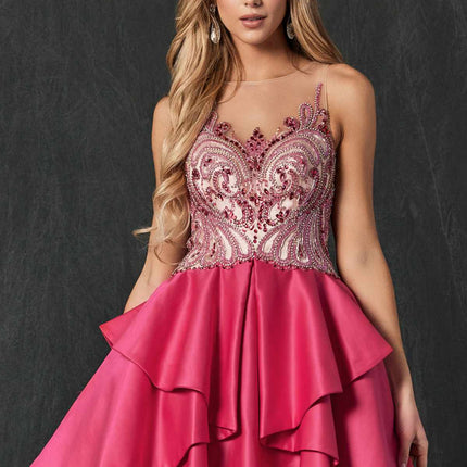 Juliet 760 Embellished Bodice Layered Skirt Short Dress