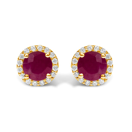 10K White Gold Purple Amethyst and 1/6 Cttw Diamond Halo Stud Earring