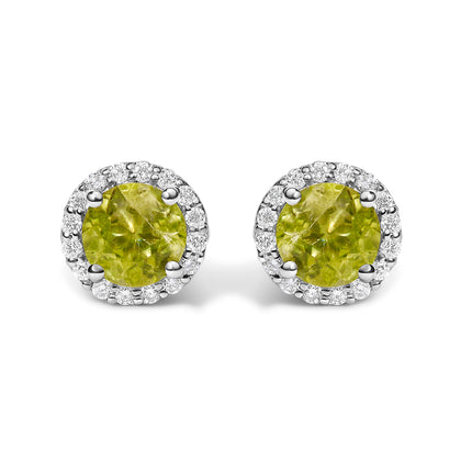 10K White Gold Purple Amethyst and 1/6 Cttw Diamond Halo Stud Earring