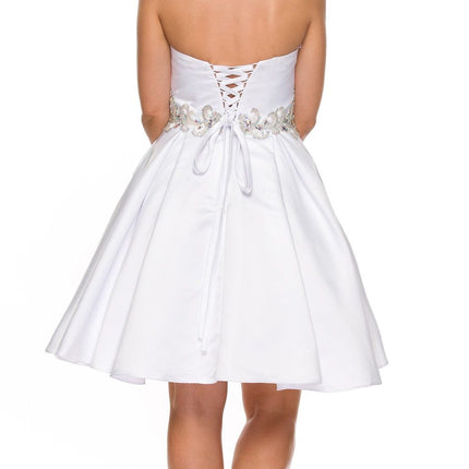 Juliet 769 Embellished Waist Short Dress Strapless