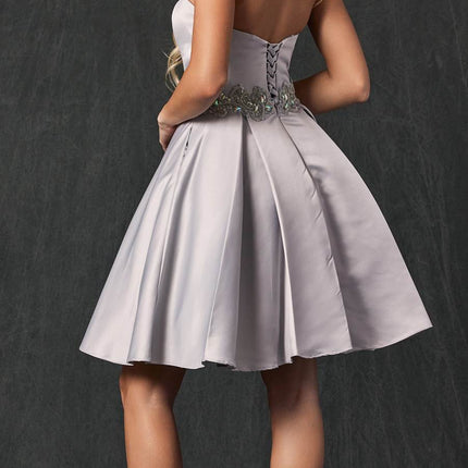 Juliet 769 Embellished Waist Short Dress Strapless