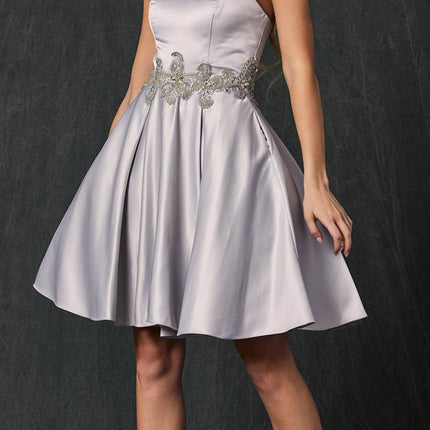 Juliet 769 Embellished Waist Short Dress Strapless