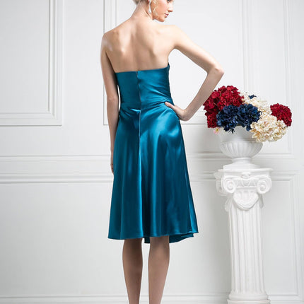CLEARANCE - Cinderella Divine 7703 Strapless Satin Knee Length Dress (Size 3XL)