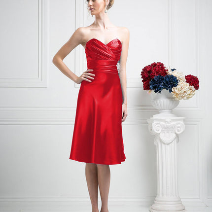 CLEARANCE - Cinderella Divine 7703 Strapless Satin Knee Length Dress (Size 3XL)