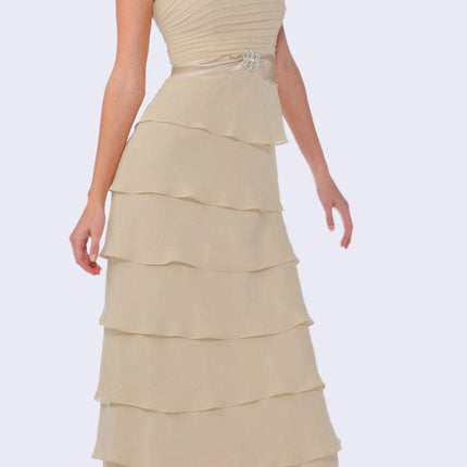 CLEARANCE - Cinderella Divine 7731 Long Tiered Skirt Layered Dress Jacket (Size M)