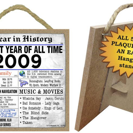 2009 A Year in History Plaques 5" x 5" wood plaque/sign