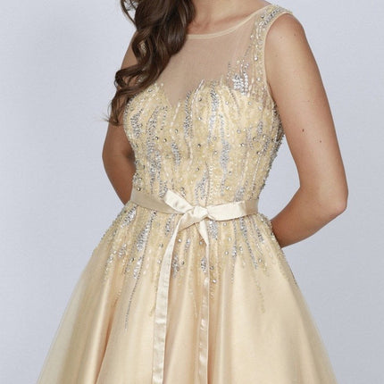 CLEARANCE - Juliet 776 Sequins Embellished Bodice Illusion Short Dress (Size M)