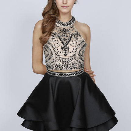 Juliet 777 Two-Piece Short Dress Halter Embellished Bodice