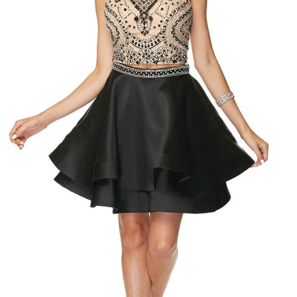 Juliet 777 Two-Piece Short Dress Halter Embellished Bodice