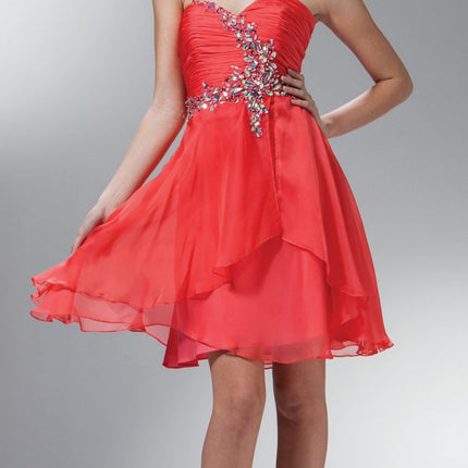 CLEARANCE - Cinderella Divine 788 Flared Strapless Embellished Short Dress (Size 8)