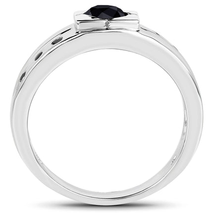 0.56 Carat Genuine Black Diamond .925 Sterling Silver Ring