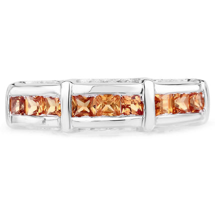 1.08 Carat Genuine Orange Sapphire .925 Sterling Silver Ring