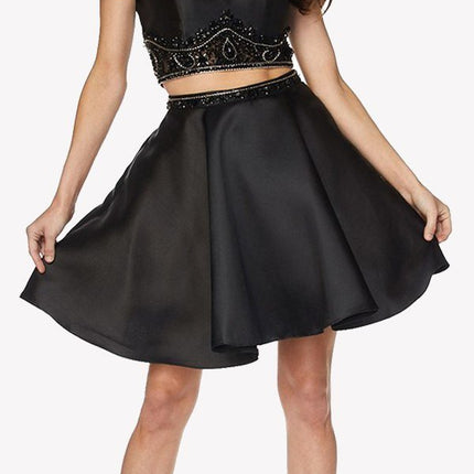 Juliet 790 Cold Shoulder Two-Piece Embellished Short Dress