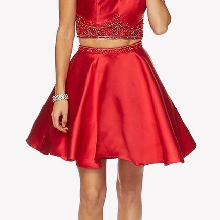 Juliet 790 Cold Shoulder Two-Piece Embellished Short Dress