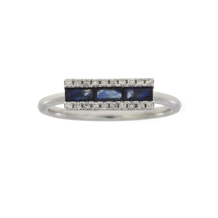 Genuine .63ct Diamond Sapphire Ring 14KT White Gold