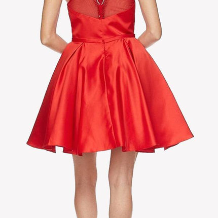 Juliet 794 Beaded Scoop Neck Short Satin Dress