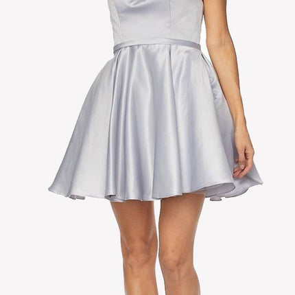 Juliet 794 Beaded Scoop Neck Short Satin Dress