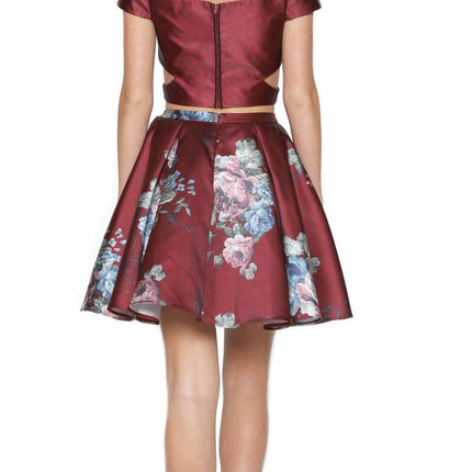 Juliet 798 Print Skirt Two-Piece Homecoming Dress Off-Shoulder