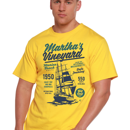 Martha's vineyard Men's Bamboo Viscose/Organic Cotton Short Sleeve Graphic T-Shirt
